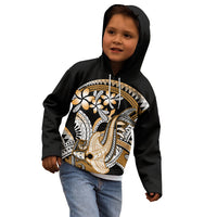 Gold Polynesian Hammerhead Shark Tattoo Kid Hoodie Royal Plumeria Gradient Vibes LT14 - Polynesian Pride