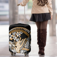 Gold Polynesian Hammerhead Shark Tattoo Luggage Cover Royal Plumeria Gradient Vibes LT14 - Polynesian Pride