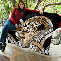 Gold Polynesian Hammerhead Shark Tattoo Quilt Royal Plumeria Gradient Vibes LT14 - Polynesian Pride