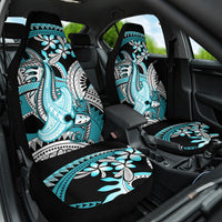 Turquoise Polynesian Hammerhead Shark Tattoo Car Seat Cover Royal Plumeria Gradient Vibes LT14 One Size Turquoise - Polynesian Pride