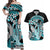 Turquoise Polynesian Hammerhead Shark Tattoo Couples Matching Off Shoulder Maxi Dress and Hawaiian Shirt Royal Plumeria Gradient Vibes LT14 Turquoise - Polynesian Pride