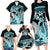 Turquoise Polynesian Hammerhead Shark Tattoo Family Matching Long Sleeve Bodycon Dress and Hawaiian Shirt Royal Plumeria Gradient Vibes LT14 - Polynesian Pride