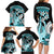 Turquoise Polynesian Hammerhead Shark Tattoo Family Matching Long Sleeve Bodycon Dress and Hawaiian Shirt Royal Plumeria Gradient Vibes LT14 - Polynesian Pride