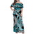 Turquoise Polynesian Hammerhead Shark Tattoo Family Matching Off Shoulder Maxi Dress and Hawaiian Shirt Royal Plumeria Gradient Vibes LT14 Mom's Dress Turquoise - Polynesian Pride