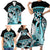 Turquoise Polynesian Hammerhead Shark Tattoo Family Matching Short Sleeve Bodycon Dress and Hawaiian Shirt Royal Plumeria Gradient Vibes LT14 - Polynesian Pride