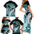 Turquoise Polynesian Hammerhead Shark Tattoo Family Matching Short Sleeve Bodycon Dress and Hawaiian Shirt Royal Plumeria Gradient Vibes LT14 - Polynesian Pride