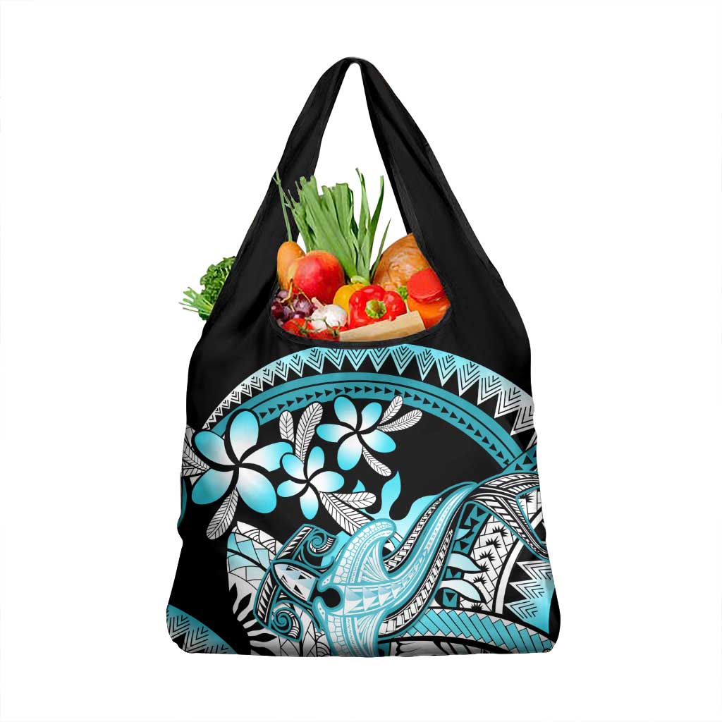 Turquoise Polynesian Hammerhead Shark Tattoo Grocery Bag Royal Plumeria Gradient Vibes LT14 1-pack One Size Turquoise - Polynesian Pride