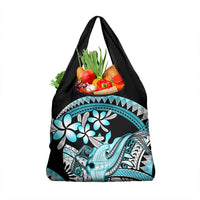 Turquoise Polynesian Hammerhead Shark Tattoo Grocery Bag Royal Plumeria Gradient Vibes LT14 1-pack One Size Turquoise - Polynesian Pride