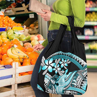 Turquoise Polynesian Hammerhead Shark Tattoo Grocery Bag Royal Plumeria Gradient Vibes LT14 - Polynesian Pride