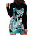 Turquoise Polynesian Hammerhead Shark Tattoo Hoodie Dress Royal Plumeria Gradient Vibes LT14 - Polynesian Pride