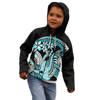 Turquoise Polynesian Hammerhead Shark Tattoo Kid Hoodie Royal Plumeria Gradient Vibes LT14 - Polynesian Pride