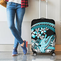 Turquoise Polynesian Hammerhead Shark Tattoo Luggage Cover Royal Plumeria Gradient Vibes LT14 - Polynesian Pride