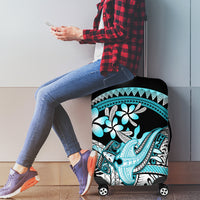 Turquoise Polynesian Hammerhead Shark Tattoo Luggage Cover Royal Plumeria Gradient Vibes LT14 - Polynesian Pride