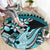 Turquoise Polynesian Hammerhead Shark Tattoo Round Carpet Royal Plumeria Gradient Vibes LT14 - Polynesian Pride