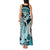 Turquoise Polynesian Hammerhead Shark Tattoo Tank Maxi Dress Royal Plumeria Gradient Vibes LT14 - Polynesian Pride