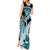 Turquoise Polynesian Hammerhead Shark Tattoo Tank Maxi Dress Royal Plumeria Gradient Vibes LT14 - Polynesian Pride