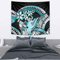 Turquoise Polynesian Hammerhead Shark Tattoo Tapestry Royal Plumeria Gradient Vibes LT14 - Polynesian Pride