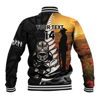 Custom New Zealand Silver Fern Rugby ANZAC Day Baseball Jacket 2024 All Black Tiki Mascot LT14 - Polynesian Pride