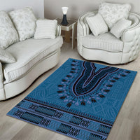 Blue African Dashiki With Fijian Tapa Pattern Area Rug