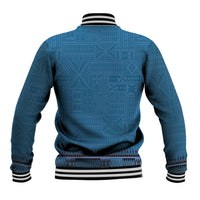 Blue African Dashiki With Fijian Tapa Pattern Baseball Jacket