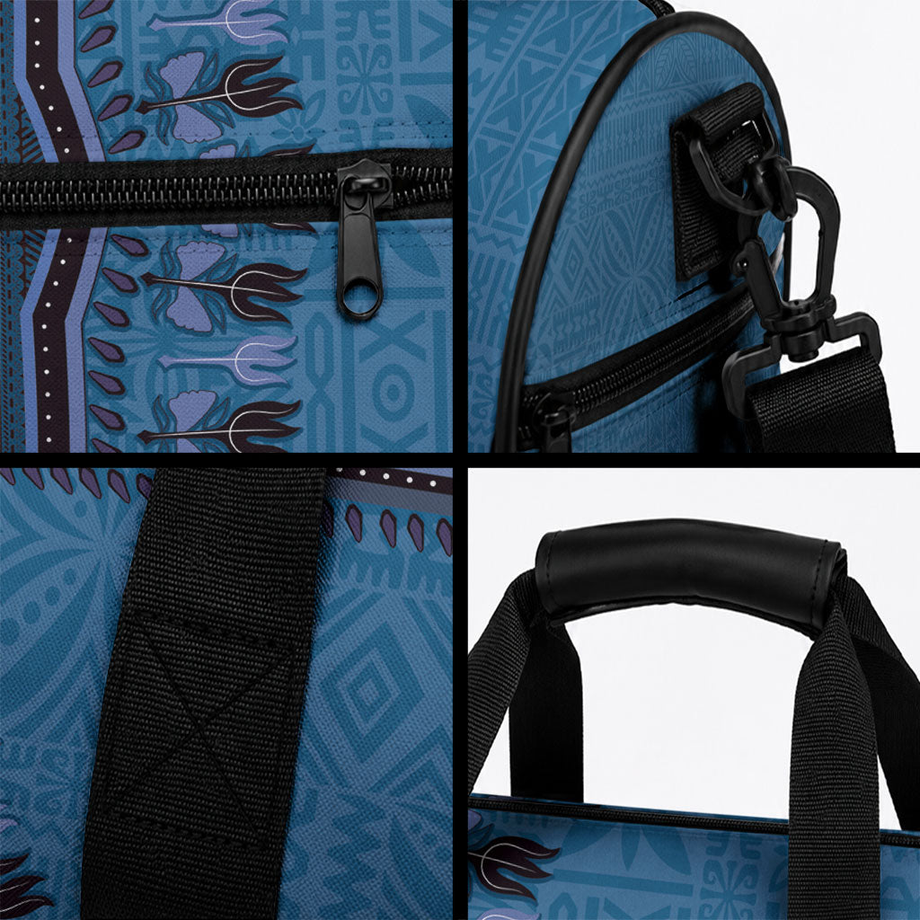 Blue African Dashiki With Fijian Tapa Pattern Duffle Bag LT14 - Polynesian Pride