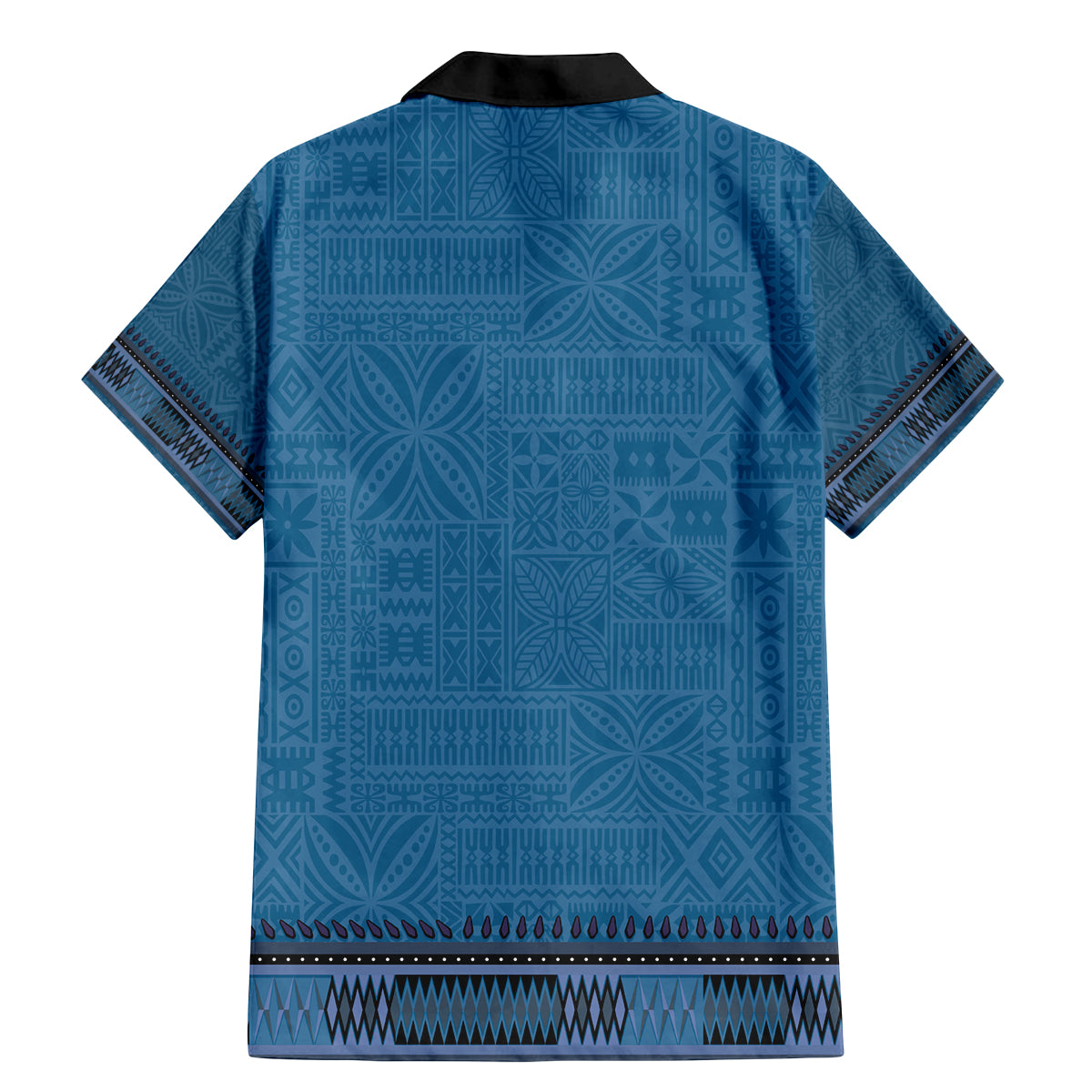 Blue African Dashiki With Fijian Tapa Pattern Family Matching Mermaid Dress and Hawaiian Shirt