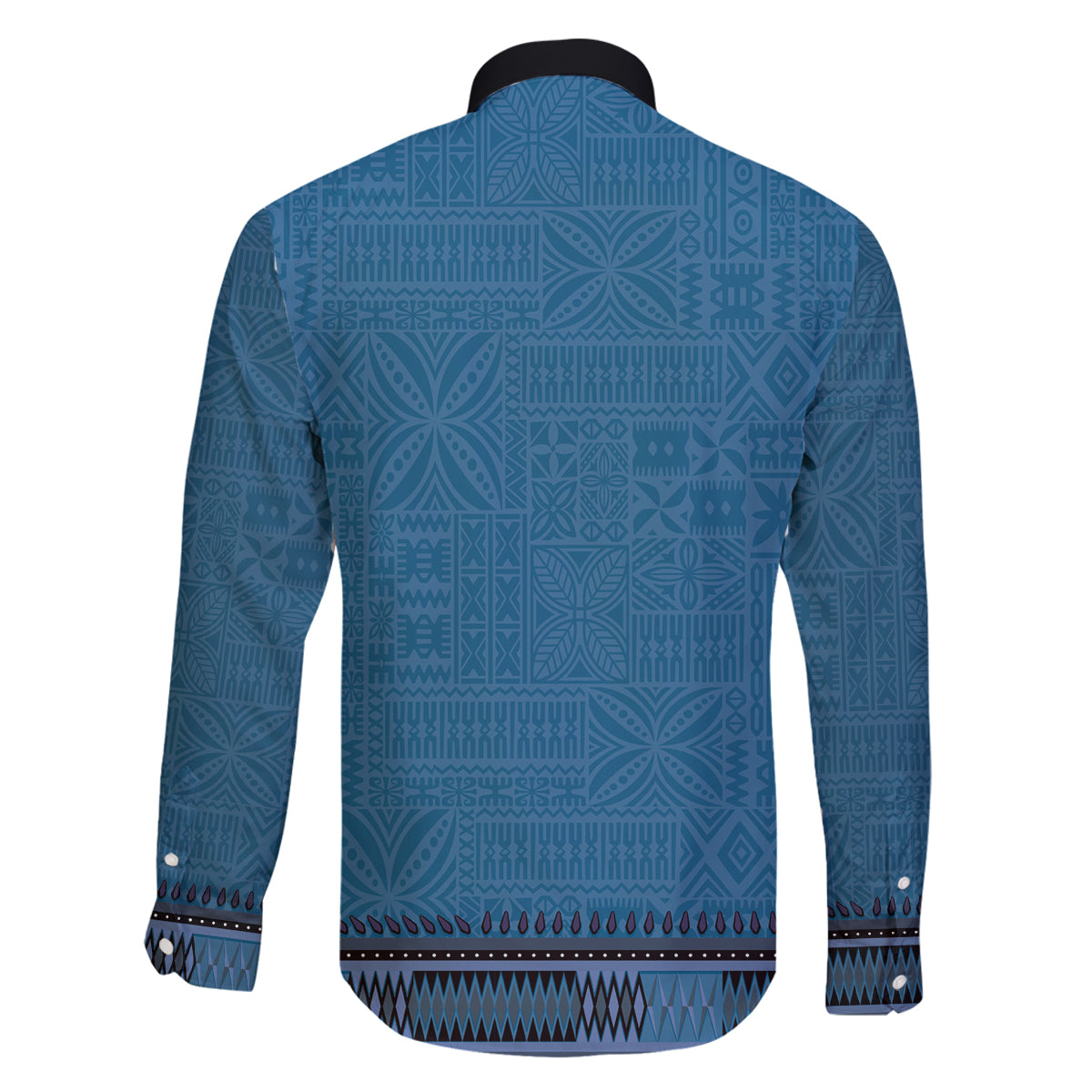 Blue African Dashiki With Fijian Tapa Pattern Family Matching Puletasi and Hawaiian Shirt