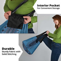 Blue African Dashiki With Fijian Tapa Pattern Grocery Bag