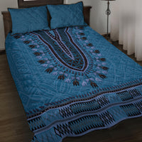 Blue African Dashiki With Fijian Tapa Pattern Quilt Bed Set