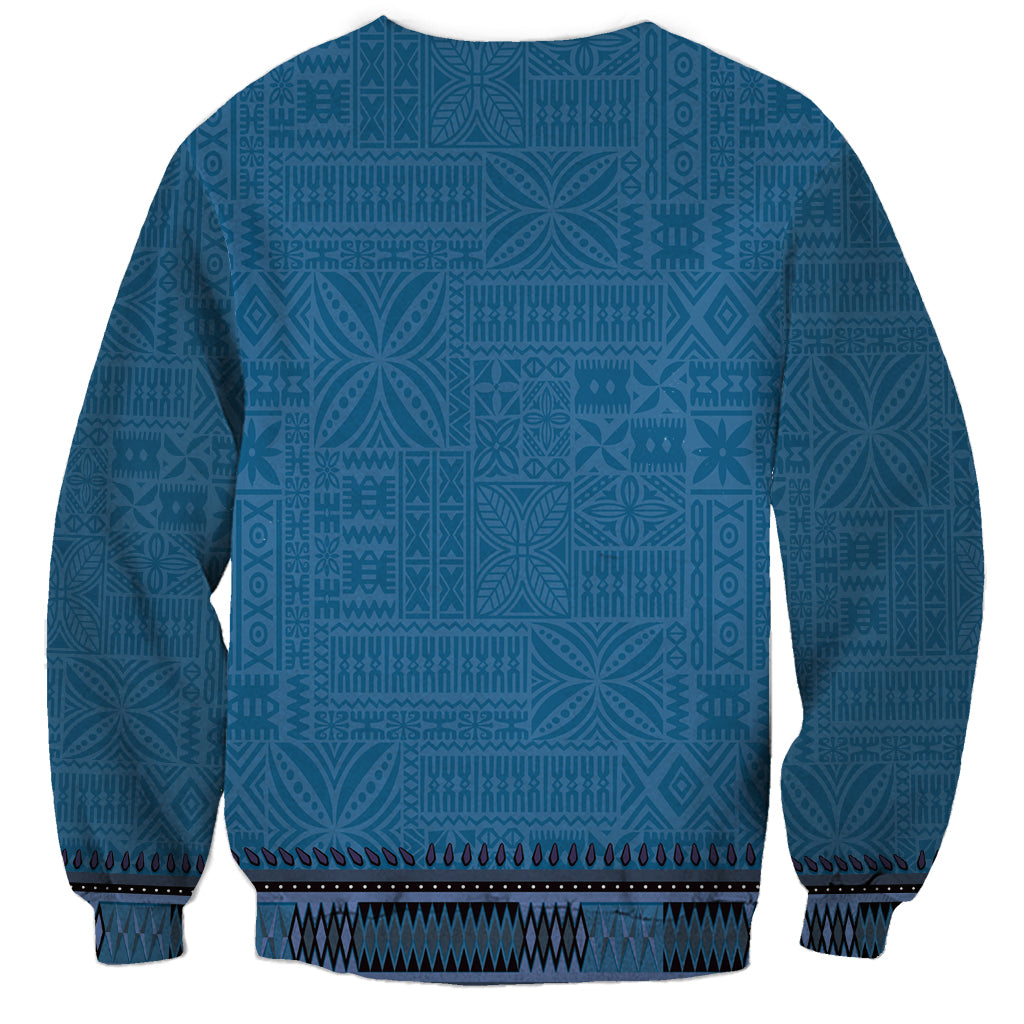 Blue African Dashiki With Fijian Tapa Pattern Sweatshirt