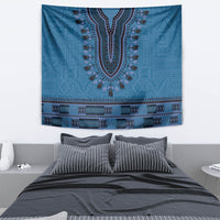 Blue African Dashiki With Fijian Tapa Pattern Tapestry