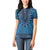 Blue African Dashiki With Fijian Tapa Pattern Women Polo Shirt