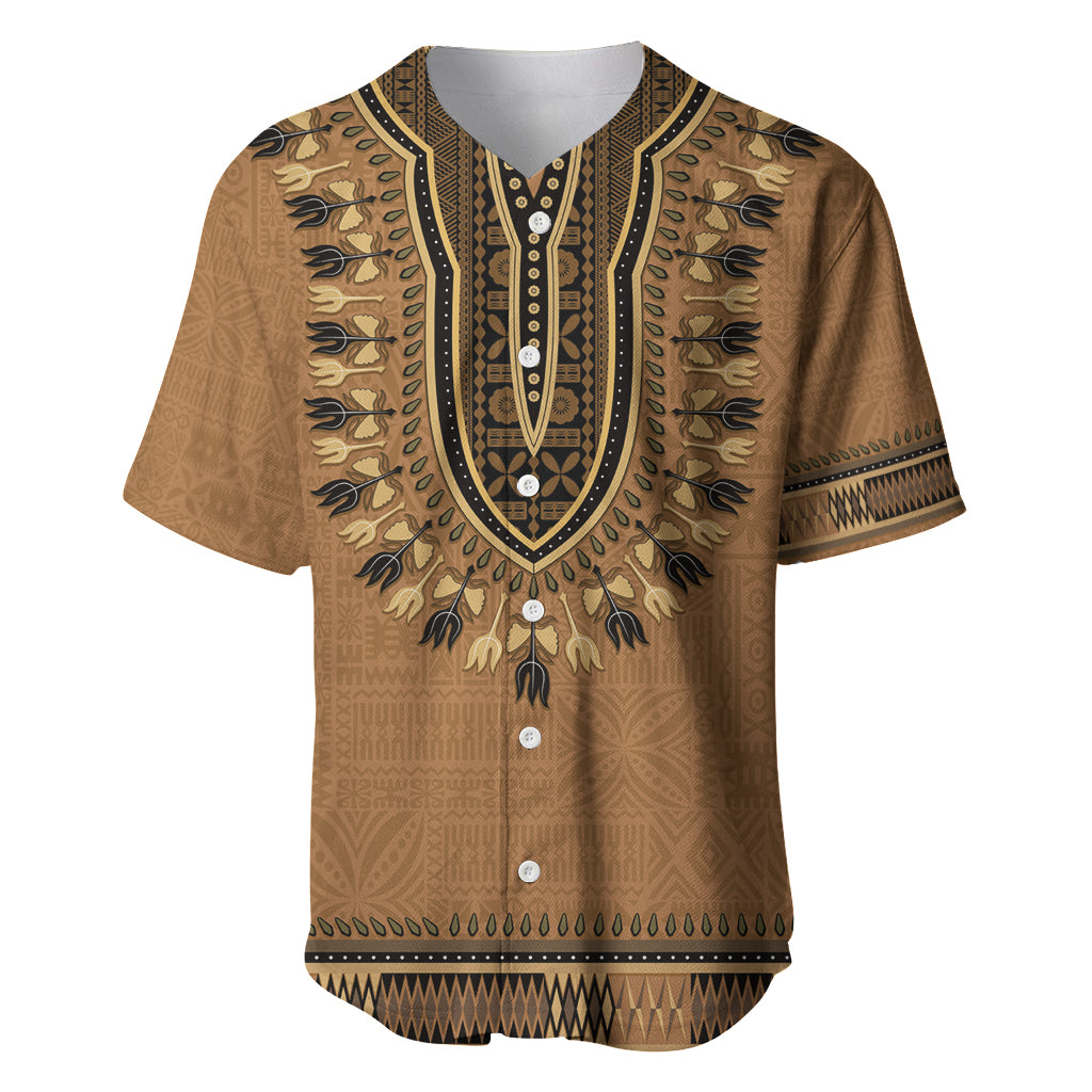 Brown African Dashiki With Fijian Tapa Pattern Baseball Jersey