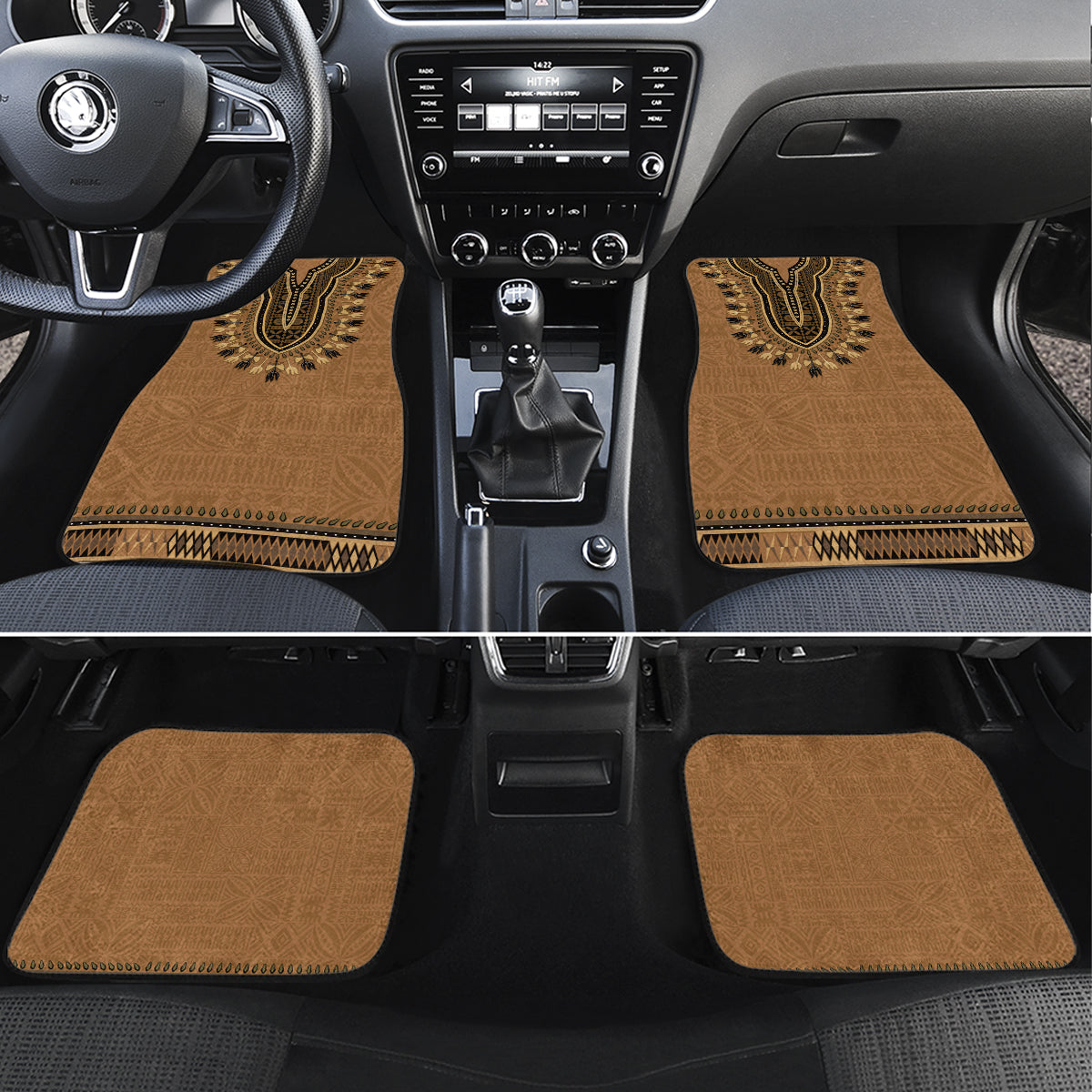 Brown African Dashiki With Fijian Tapa Pattern Car Mats