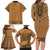 Brown African Dashiki With Fijian Tapa Pattern Family Matching Long Sleeve Bodycon Dress and Hawaiian Shirt