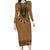 Brown African Dashiki With Fijian Tapa Pattern Family Matching Long Sleeve Bodycon Dress and Hawaiian Shirt