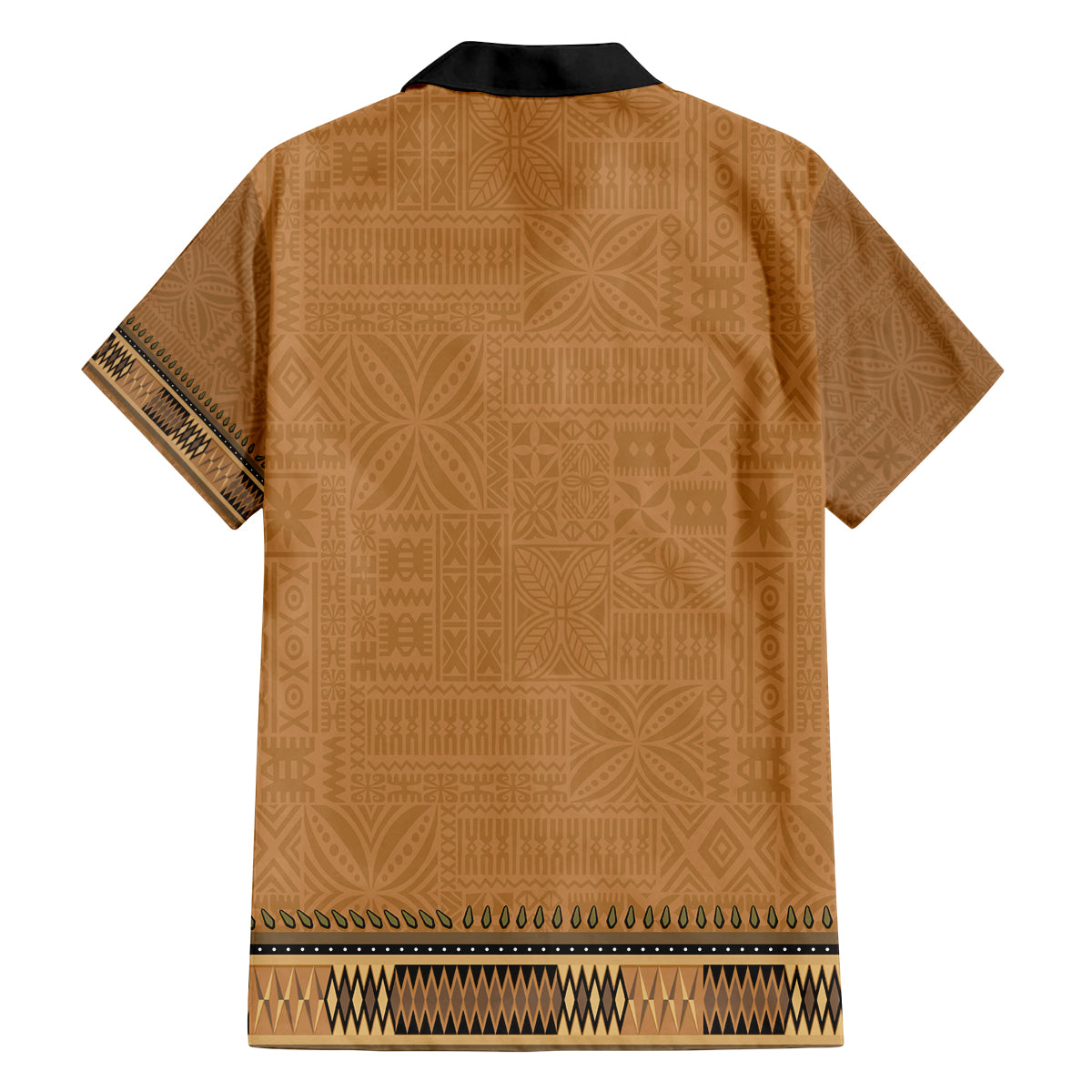 Brown African Dashiki With Fijian Tapa Pattern Family Matching Off Shoulder Maxi Dress and Hawaiian Shirt