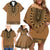 Brown African Dashiki With Fijian Tapa Pattern Family Matching Off Shoulder Short Dress and Hawaiian Shirt