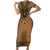 Brown African Dashiki With Fijian Tapa Pattern Family Matching Short Sleeve Bodycon Dress and Hawaiian Shirt