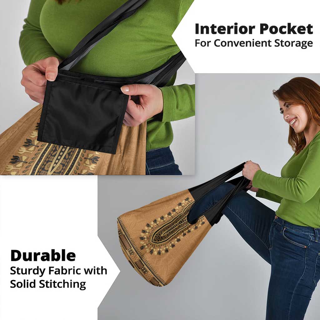 Brown African Dashiki With Fijian Tapa Pattern Grocery Bag