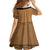 Brown African Dashiki With Fijian Tapa Pattern Kid Short Sleeve Dress
