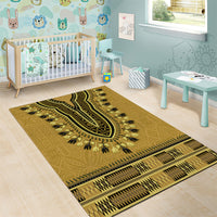 Gold African Dashiki With Fijian Tapa Pattern Area Rug