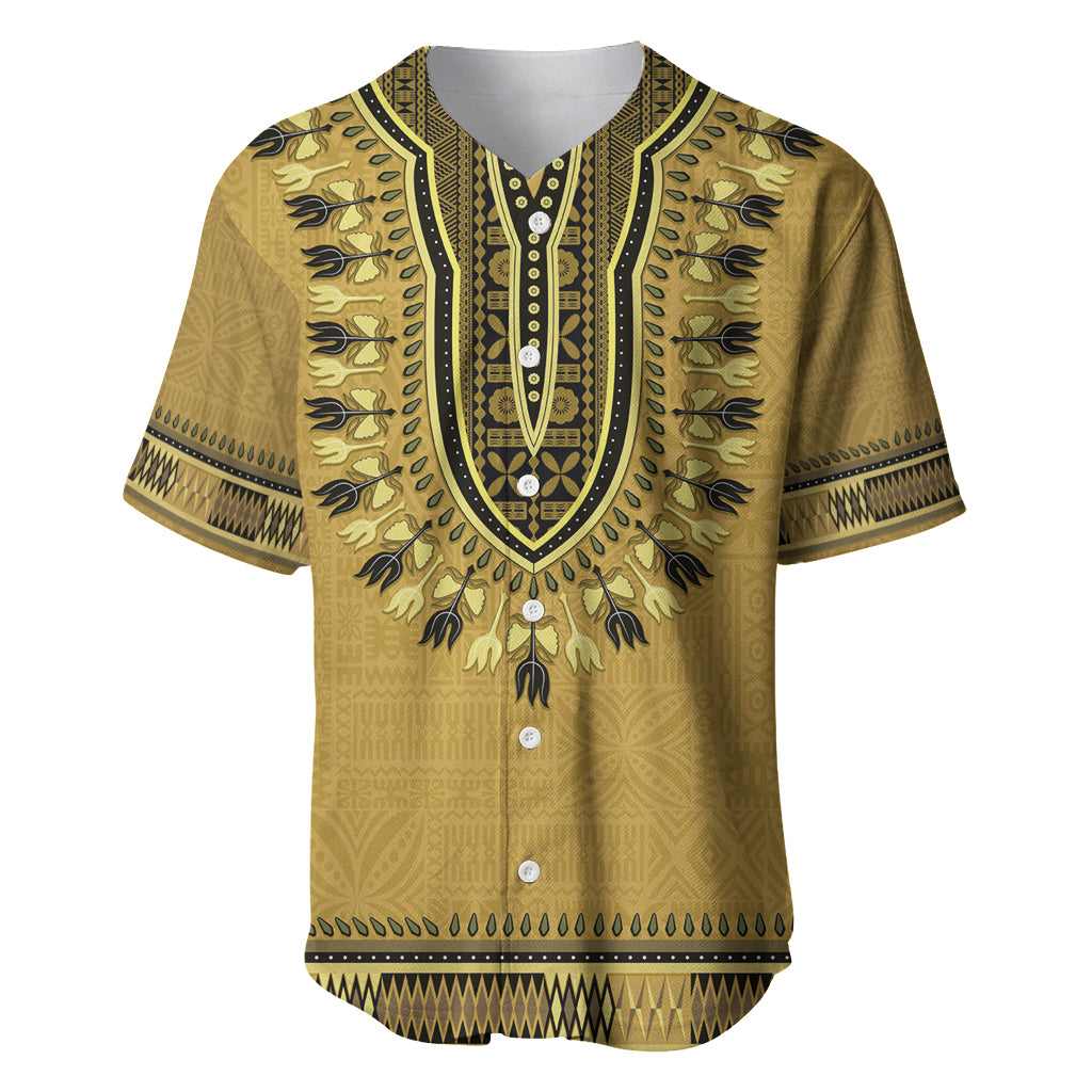 Gold African Dashiki With Fijian Tapa Pattern Baseball Jersey