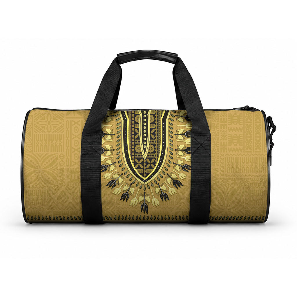 Gold African Dashiki With Fijian Tapa Pattern Duffle Bag LT14 One size Gold - Polynesian Pride
