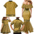 Gold African Dashiki With Fijian Tapa Pattern Family Matching Mermaid Dress and Hawaiian Shirt