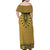 Gold African Dashiki With Fijian Tapa Pattern Family Matching Off Shoulder Maxi Dress and Hawaiian Shirt