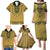 Gold African Dashiki With Fijian Tapa Pattern Family Matching Puletasi and Hawaiian Shirt