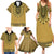 Gold African Dashiki With Fijian Tapa Pattern Family Matching Summer Maxi Dress and Hawaiian Shirt