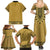 Gold African Dashiki With Fijian Tapa Pattern Family Matching Summer Maxi Dress and Hawaiian Shirt