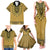 Gold African Dashiki With Fijian Tapa Pattern Family Matching Tank Maxi Dress and Hawaiian Shirt